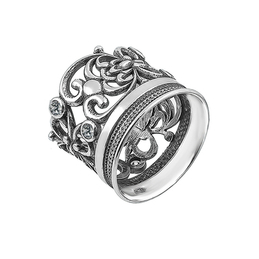 Серебряное мужское кольцо с белыми фианитами