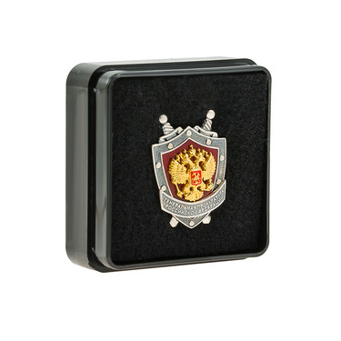 Серебряный значок Генеральная Прокуратура РФ, эмаль, позолота, чернение