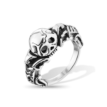 Серебряное кольцо с черепом, чернение
