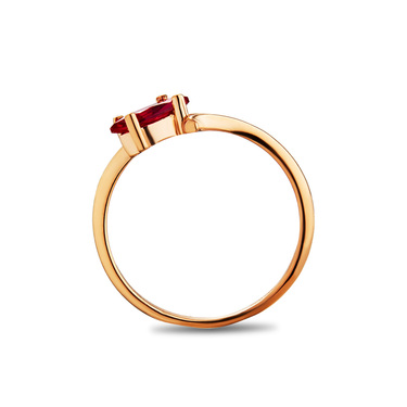Серебряное женское кольцо с корундом, позолота