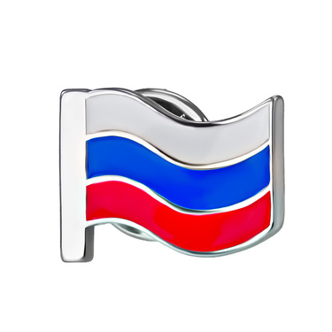 Серебряный значок триколор флаг России, эмаль
