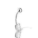 Пирсинг пупка,Серебро,с вставкой Фианит Белая цвета,с замком Шарик,РОССИЯ