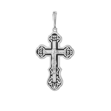 Серебряный мужской крест с черной эмалью