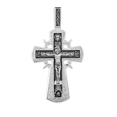 Серебряный мужской православный крест с чернением