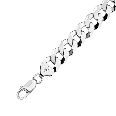 Серебряный мужской плоский браслет, плетение Панцирное, родий, ширина 1,1 см