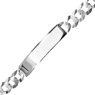 Серебряный мужской браслет, плетение Панцирное с проставкой, родий, ширина 0,8 см