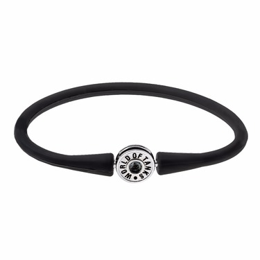 Каучуковый браслет с серебряной вставкой World of Tanks с черным фианитом