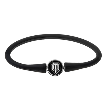 Каучуковый браслет с серебряной вставкой World of Tanks с черным фианитом