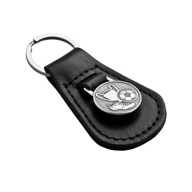 Серебряный брелок ЧМ по футболу 2018, кожа, чернение