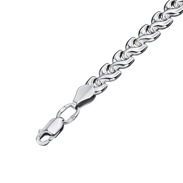 Серебряный женский браслет, плетение Ролекс, родированый, ширина 6,1 мм