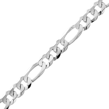 Серебряный мужской браслет, плетение Фигаро, покрытие родий, ширина 1,2 см