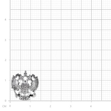 Серебряный значок герб России Двуглавый орел, родий