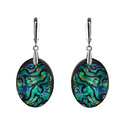 Серьги,Серебро,с вставкой Перламутр искуственный Зеленая,Синяя цвета,с замком Скоба,РОССИЯ