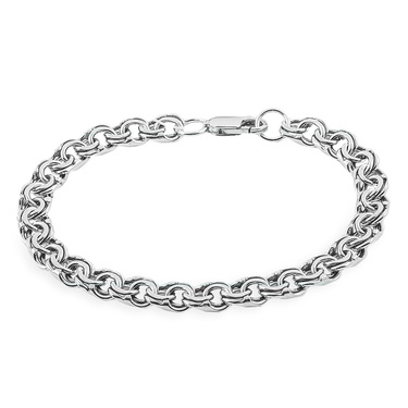 Серебряный мужской браслет, плетение ручной Московский Бисмарк с чернением, ширина 0,8 см