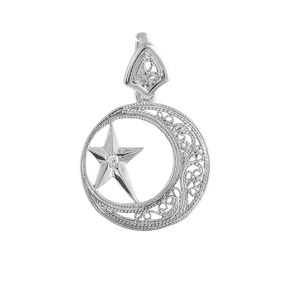 Подвеска,Кулон,Талисман,Амулет,Оберег,Серебро,с вставкой Фианит Белая цвета,РОССИЯ