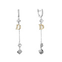 Серьги,Длинные серьги,Серебро,с вставкой Цирконий кубический Белая цвета,с замком Английский,КИТАЙ