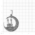 Серебряная подвеска Мечеть в полумесяце, оксидирование Подвеска,Кулон,Талисман,Амулет,Оберег,Серебро,с вставкой Без вставок,РОССИЯ