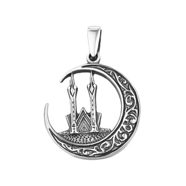 Серебряная подвеска Мечеть в полумесяце, оксидирование