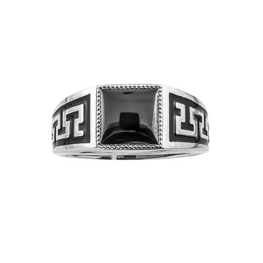 Серебряная мужская печатка с фианитами