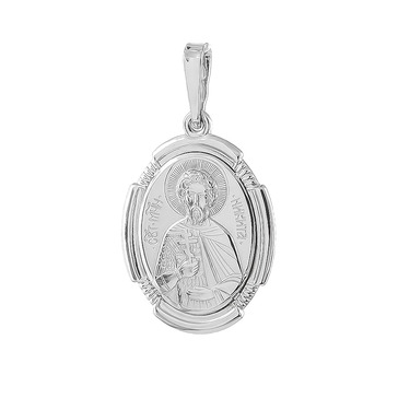 Серебряная подвеска иконка св. Никита