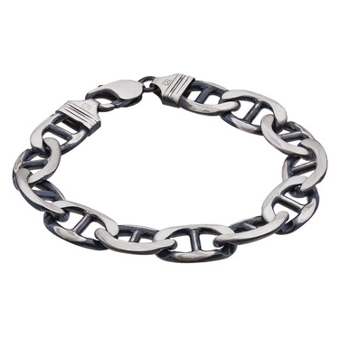 Серебряный мужской браслет, плетение Траверсина, чернение, ширина 1,2 см