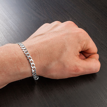Серебряный мужской браслет, плетение Панцирное, покрытие 999 пробой, ширина 6 мм