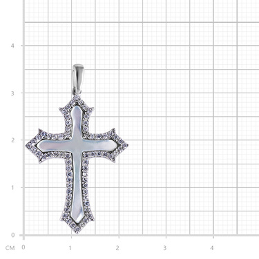 Серебряный нательный Католический крест, перламутр, фианиты