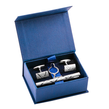 Серебряный зажим для галстука, покрытие родием, со вставками из фианитов