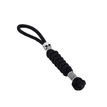 Брелок для ключей (темляк) из паракорда с серебряной вставкой Череп, ширина 7 мм