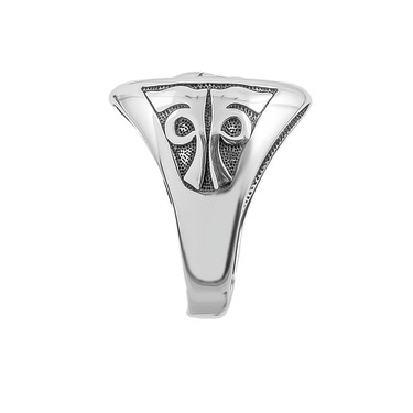 Печатка серебряная с чернением, байкерская с черепом