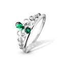 Кольцо,Серебро,с вставкой Фианит,Наноизумруд Белая,Зеленая цвета,РОССИЯ