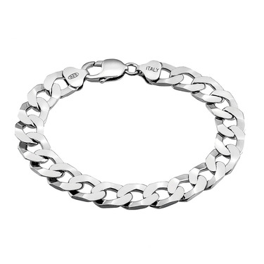 Серебряный мужской браслет, плетение Панцирь, родированный, ширина 1 см