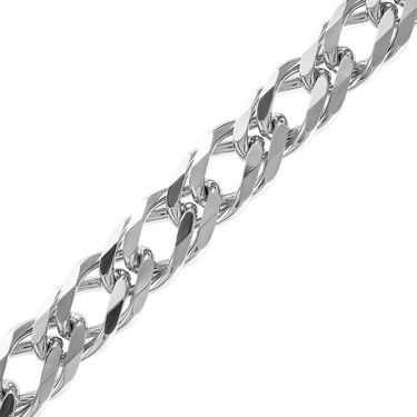 Серебряный мужской браслет, плетение Двойной ромб, родий, ширина 1,3 см