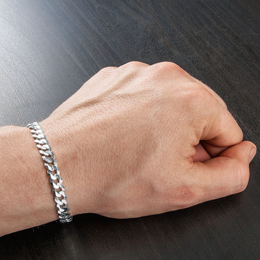 Серебряный мужской браслет, плетение Панцирное покрытие 999 пробой, ширина 6 мм
