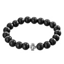 Браслет на руку,Серебро,Натуральный камень,с вставкой Черная цвета,с замком Без замка,РОССИЯ