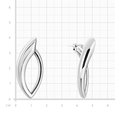 Серебряные длинные объемные серьги Геометрия, покрытие родием