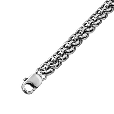 Серебряный мужской браслет, плетение ручной Бисмарк с чернением, ширина 0,8 см