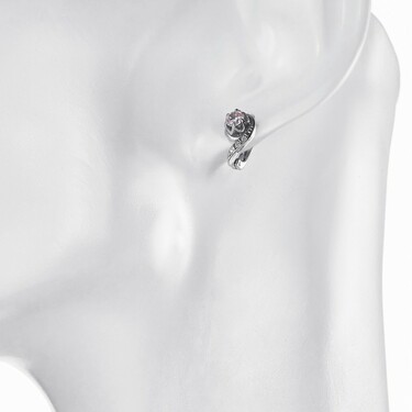 Серебряные женские серьги с фианитами, родий