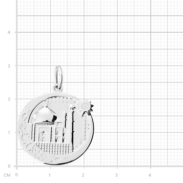 Серебряная подвеска мусульманская, мечеть в полумесяце, родий