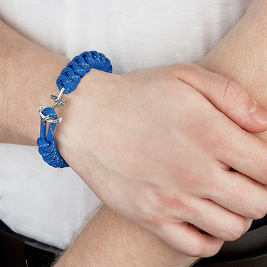 Браслет из паракорда с серебряным замком Якорь, ширина 1,2 см