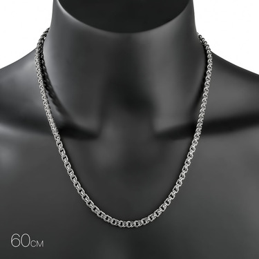 Серебряная цепь, плетение Московский Бисмарк, покрытие родием, ширина 5,7 мм