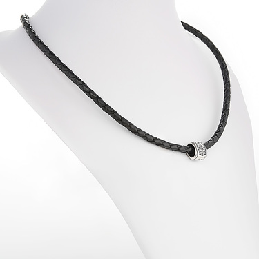 Ювелирный шнурок Гайтан черный, Натур. кожа 4 мм с серебряным замком 