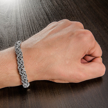 Серебряный мужской браслет, плетение Королевская мантия, чернение, ширина 0,8 см