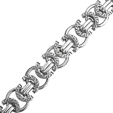 Серебряный мужской браслет, плетение Скобки с чернением, ширина 1 см