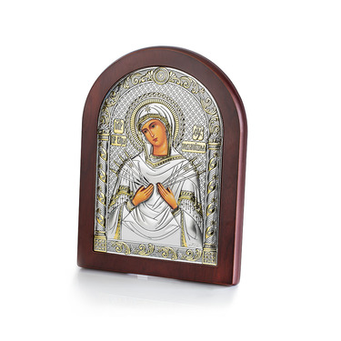 Православная икона Божья Матерь Семистрельная 15х20 см, серебро, гальваника