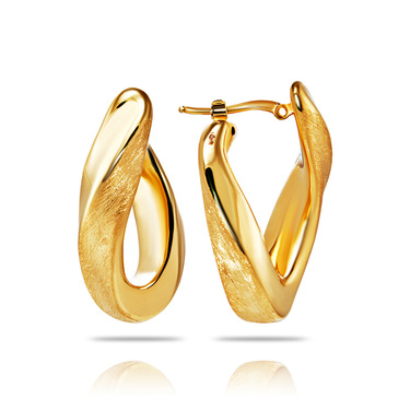 Серебряные серьги матированные с позолотой