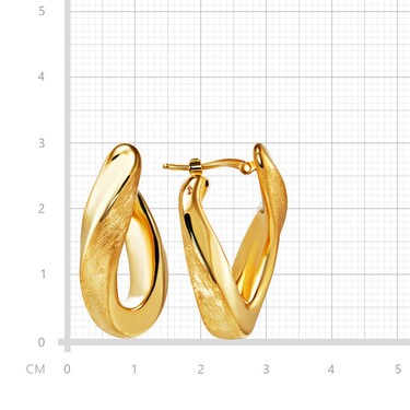 Серебряные серьги матированные с позолотой