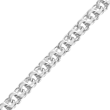 Серебряный браслет, плетение Бисмарк покрытие родием, ширина 5 мм