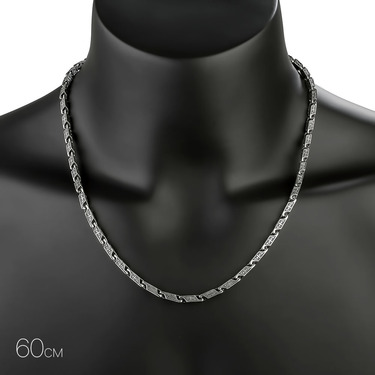 Серебряная цепь, плетение Персидское с гранями, с чернением, ширина 5 мм