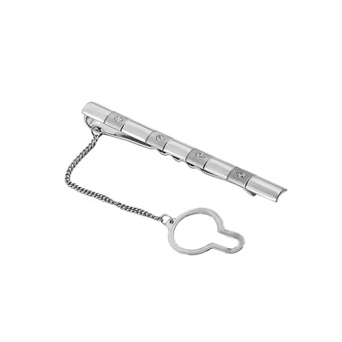 Серебряный зажим для галстука, покрытие родием, со вставками из фианитов